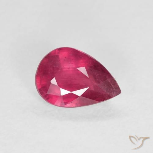 0.95 ct Red Ruby Stone, Natural Ruby in Pear Facet Shape for Sale