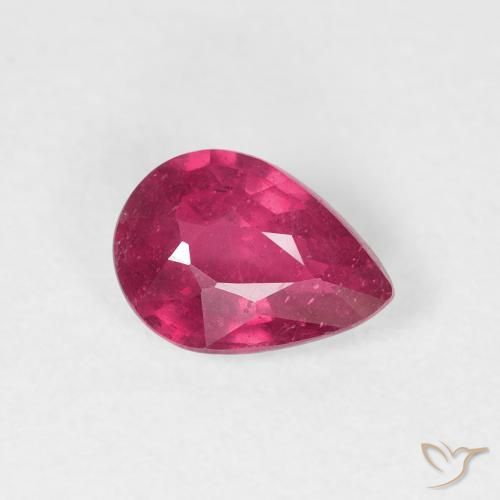 0.91 ct Red Ruby Stone, Natural Ruby in Pear Facet Shape for Sale
