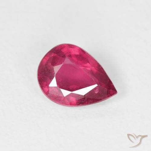 0.91 ct Red Ruby Stone, Natural Ruby in Pear Facet Shape for Sale