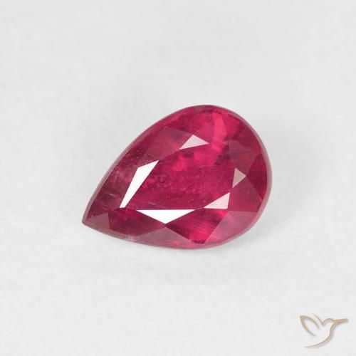 0.94ct Natural Deep Reddish Pink Ruby, Pear Shape, VS-SI