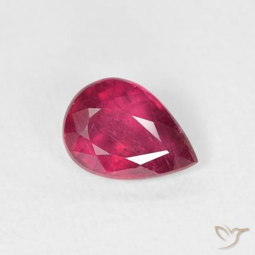 0.94 ct Red Ruby Stone, Natural Ruby in Pear Facet Shape for Sale