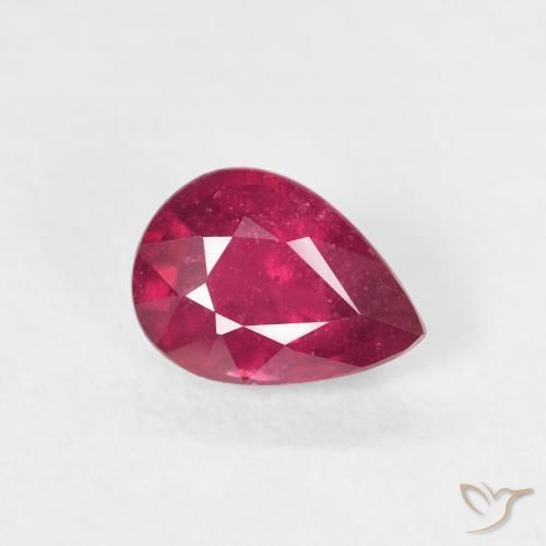 1.02ct Natural Medium Dark-Red Ruby, Pear Shape, VS-SI