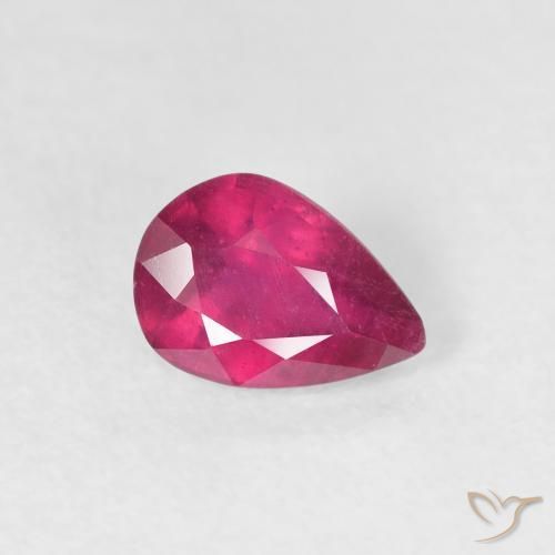 0.87 ct Red Ruby Stone, Natural Ruby in Pear Facet Shape for Sale