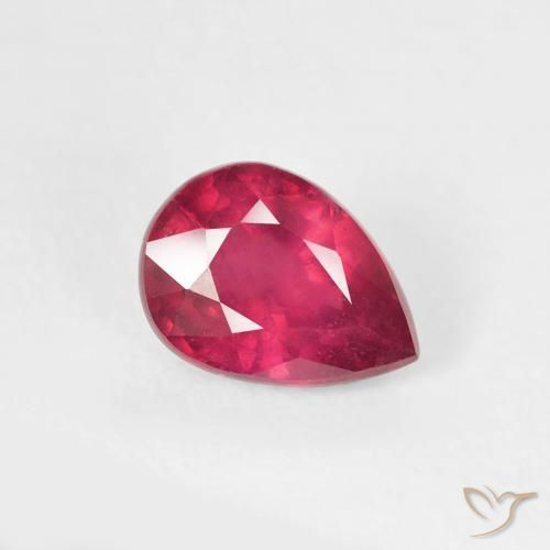 1.06 ct Red Ruby Stone, Natural Ruby in Pear Facet Shape for Sale