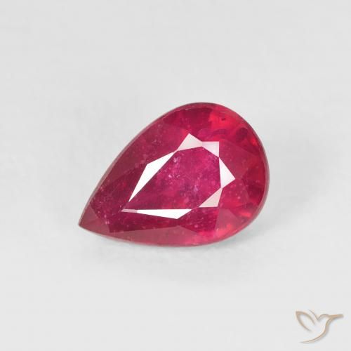 1.11 ct Red Ruby Stone, Natural Ruby in Pear Facet Shape for Sale
