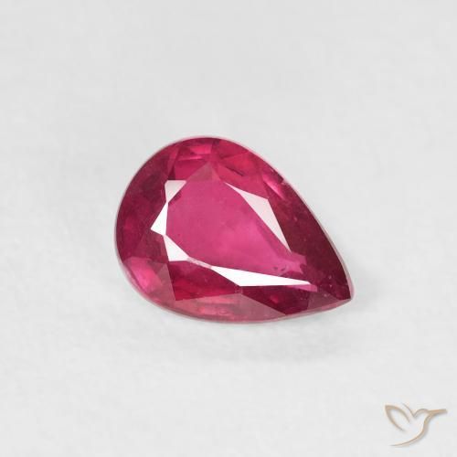 0.86 ct Red Ruby Stone, Natural Ruby in Pear Facet Shape for Sale