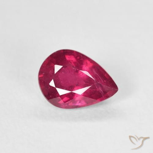 0.93 ct Red Ruby Stone, Natural Ruby in Pear Facet Shape for Sale