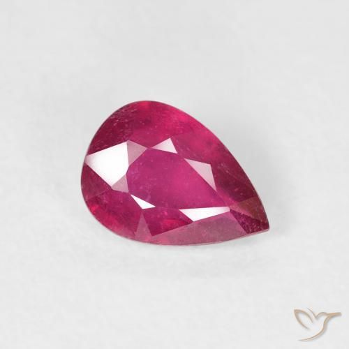 0.93ct Natural Light Red Ruby, Pear Shape, VS-SI