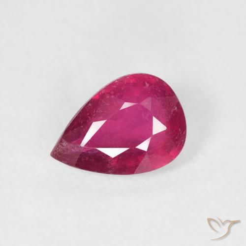 0.93 ct Red Ruby Stone, Natural Ruby in Pear Facet Shape for Sale