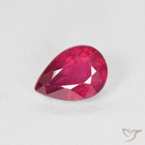 0.85ct Natural Pinkish Red Ruby, Pear Shape, VS-SI
