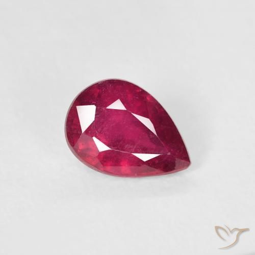 0.85 ct Red Ruby Stone, Natural Ruby in Pear Facet Shape for Sale