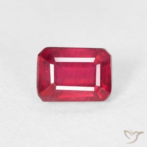 0.97ct Natural Medium Red Ruby, Emerald Cut, VS
