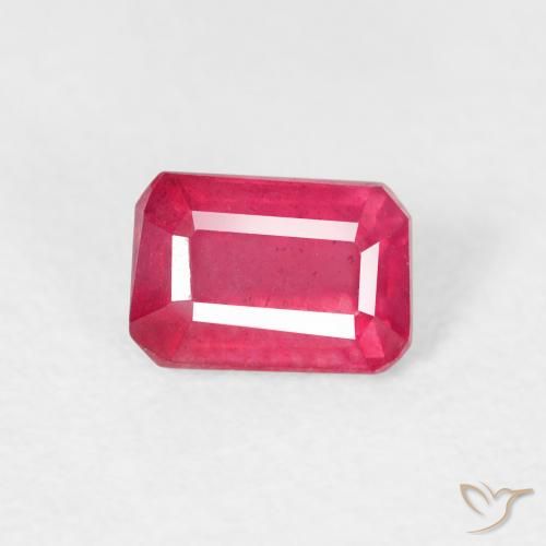 0.87 ct Red Ruby Gemstone, Ruby Gem in Octagon Step Cut Shape for Sale.