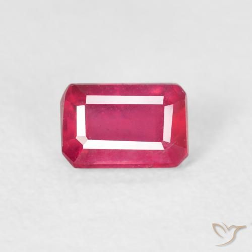 0.80ct Natural Pinkish Red Ruby, Emerald Cut, VS