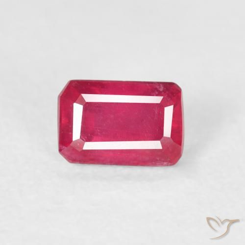 0.88ct Natural Pinkish Red Ruby, Emerald Cut, VS