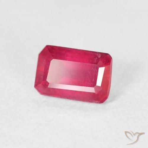0.88 ct Red Ruby Stone, Natural Ruby in Octagon Step Cut Shape for Sale