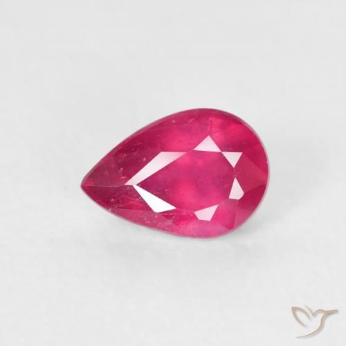 0.70 ct Red Ruby Stone, Natural Ruby in Pear Facet Shape for Sale