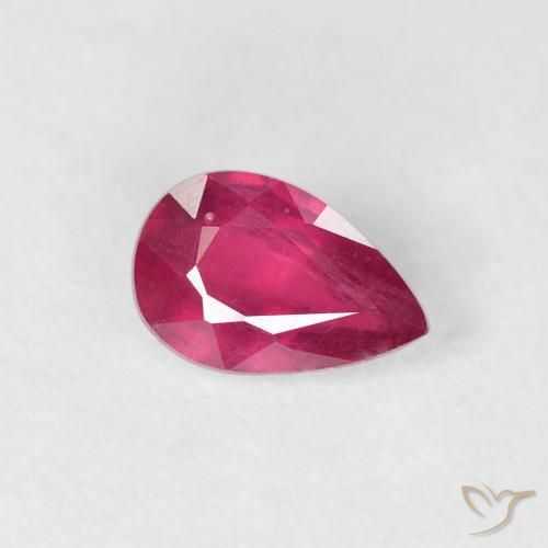 0.56 ct Red Ruby Stone, Natural Ruby in Pear Facet Shape for Sale