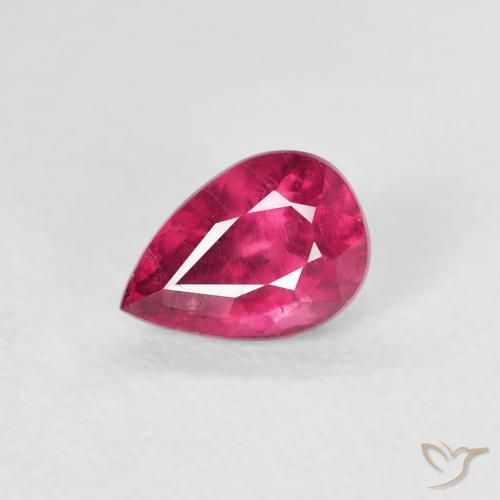 0.63ct Natural Light Red Ruby, Pear Shape, VS-SI