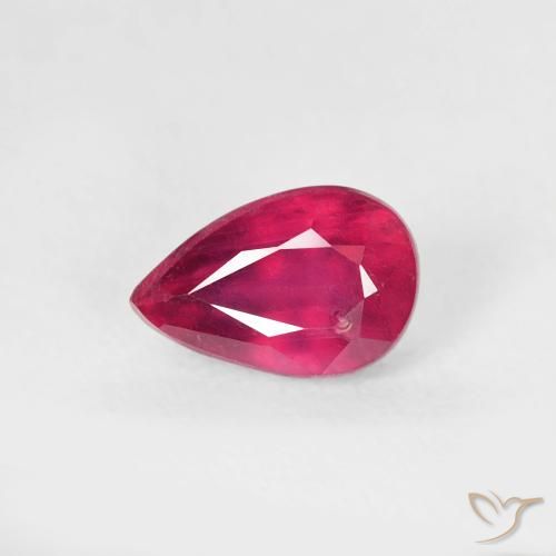 0.76ct Natural Medium Dark-Red Ruby, Pear Shape, VS-SI