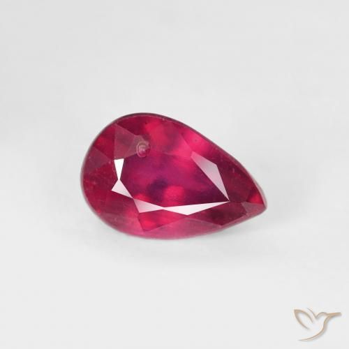 0.76 ct Red Ruby Stone, Natural Ruby in Pear Facet Shape for Sale