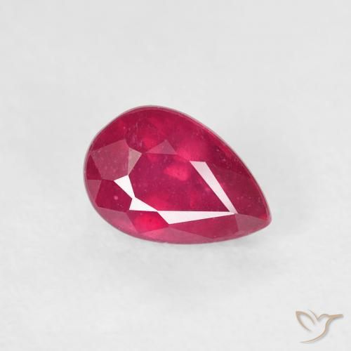 0.79 ct Red Ruby Stone, Natural Ruby in Pear Facet Shape for Sale
