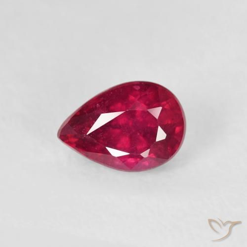 0.72ct Natural Medium Dark-Red Ruby, Pear Shape, VS-SI