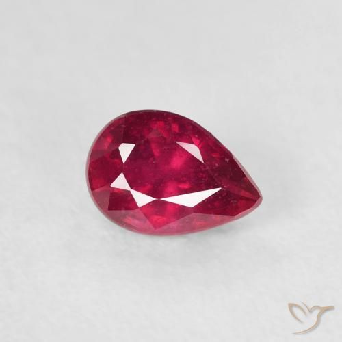 0.72 ct Red Ruby Stone, Natural Ruby in Pear Facet Shape for Sale