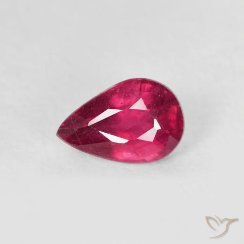0.63ct Natural Deep Reddish Pink Ruby, Pear Shape, VS-SI
