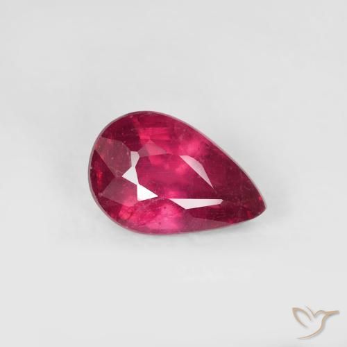 0.63 ct Red Ruby Stone, Natural Ruby in Pear Facet Shape for Sale