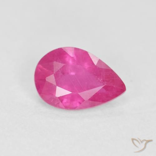 0.57ct Natural Medium Dark-Pink Ruby, Pear Shape, VS-SI