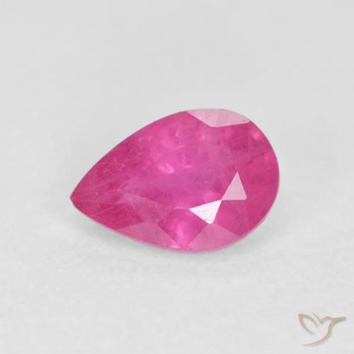 0.57 ct Pink Ruby Stone, Natural Ruby in Pear Facet Shape for Sale