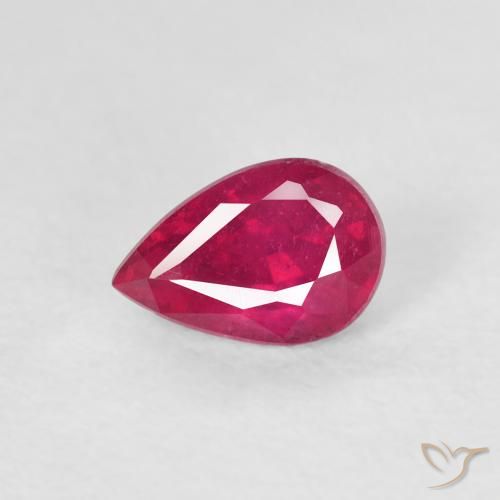 0.76ct Natural Deep Reddish Pink Ruby, Pear Shape, VS-SI