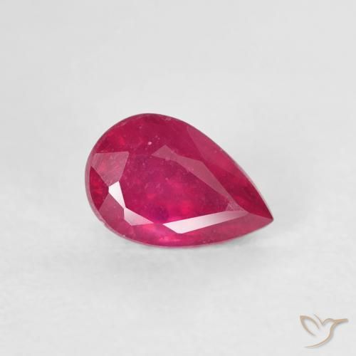 0.76 ct Red Ruby Stone, Natural Ruby in Pear Facet Shape for Sale