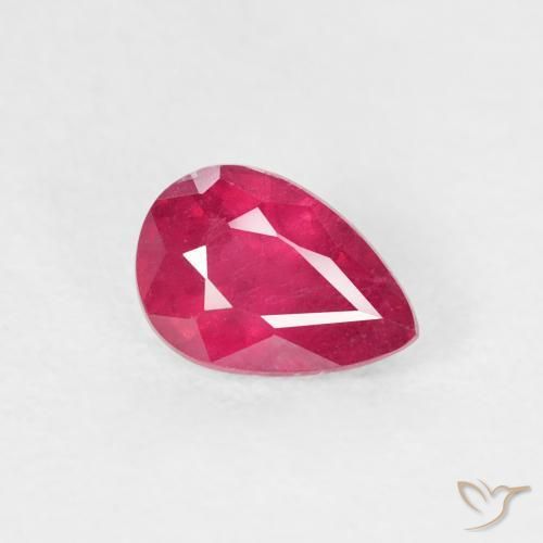 0.73 ct Red Ruby Stone, Natural Ruby in Pear Facet Shape for Sale