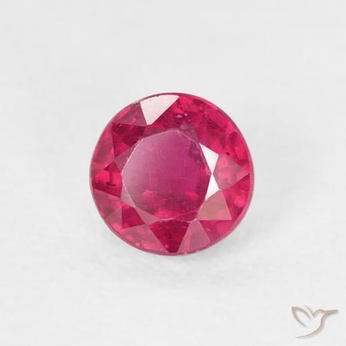 0.81 ct Red Ruby Stone, Natural Ruby in Round Facet Shape for Sale