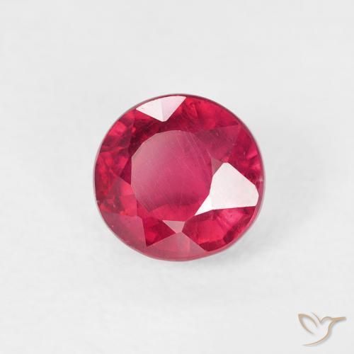 0.93 ct Red Ruby Stone, Natural Ruby in Round Facet Shape for Sale
