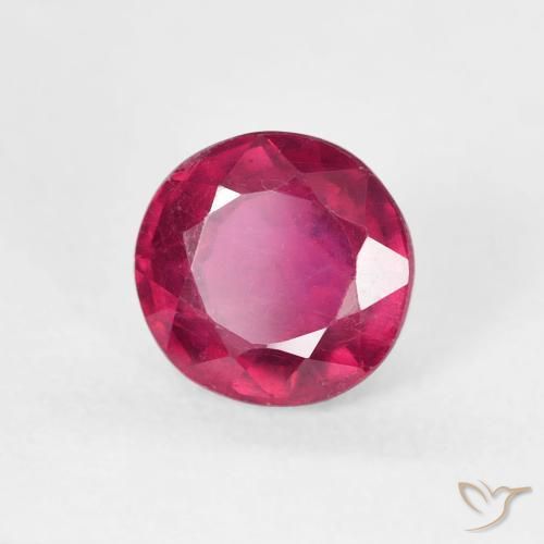 1.24 ct Red Ruby Stone, Natural Ruby in Round Facet Shape for Sale