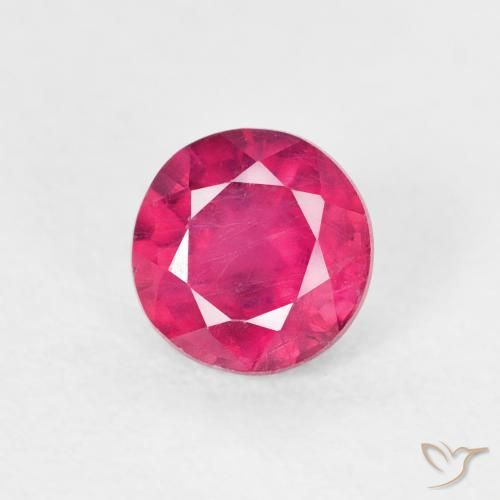 1.00ct Natural Light Red Ruby, Round, VS