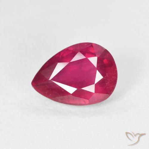 1.82ct Natural Medium Dark-Red Ruby, Pear Shape, VS