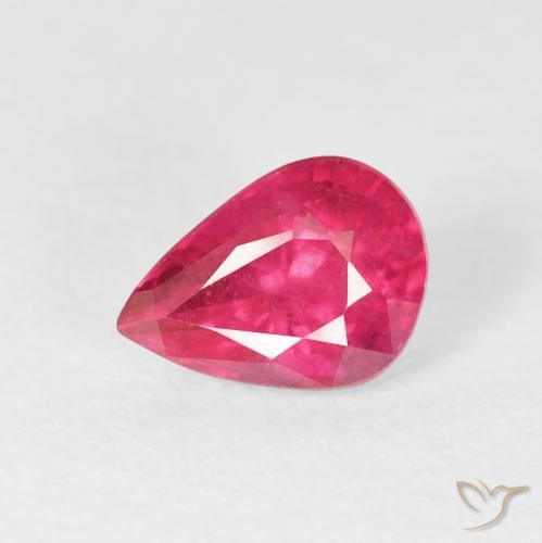1.55 ct Red Ruby Stone, Natural Ruby in Pear Facet Shape for Sale
