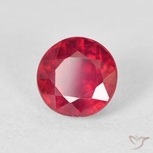 1.39 ct Red Ruby Stone, Natural Ruby in Round Facet Shape for Sale