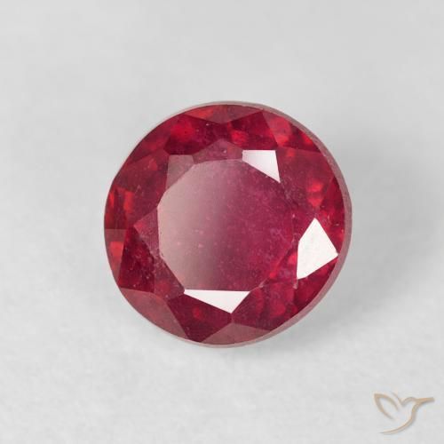 1.37 ct Red Ruby Stone, Natural Ruby in Round Facet Shape for Sale