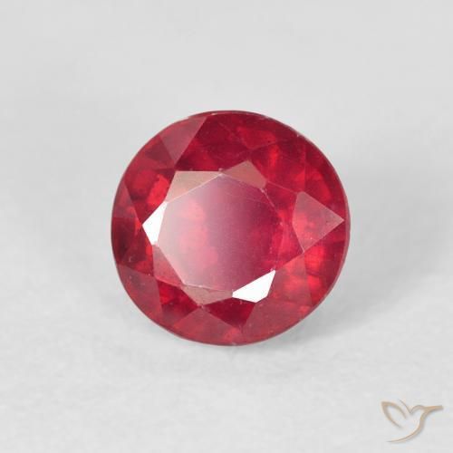 1.37 ct Red Ruby Stone, Natural Ruby in Round Facet Shape for Sale