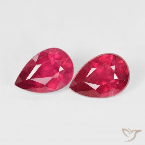 1.19 ctw Red Ruby Gemstones, Ruby Gems in Pear Facet Shape for Sale.