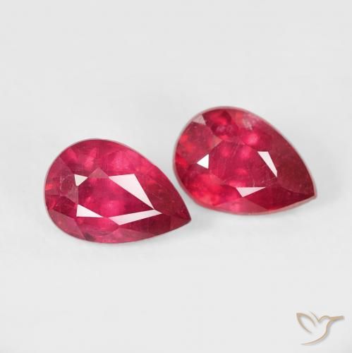1.19 ctw Red Ruby Stones, Natural Ruby in Pear Facet Shape for Sale