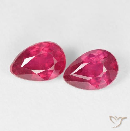 1.23ctw Natural Medium Red Rubies, Pear Shape, VS-SI