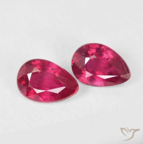 1.23 ctw Red Ruby Stones, Natural Ruby in Pear Facet Shape for Sale