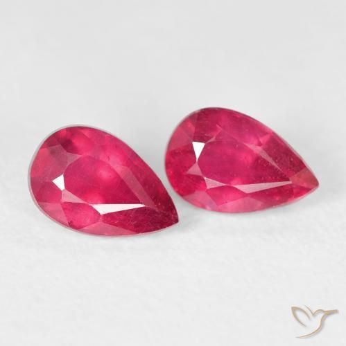 1.42 ctw Red Ruby Stones, Natural Ruby in Pear Facet Shape for Sale