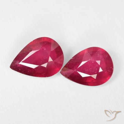 2.45ctw Natural Deep Crimson Rubies, Pear Shape, VS-SI